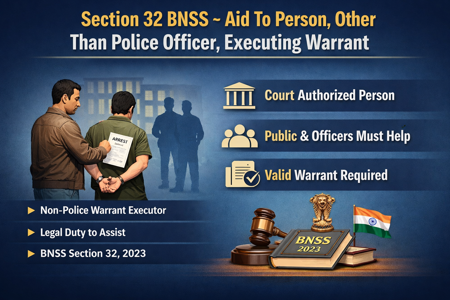 Section 32 BNSS – Aid To Person, Other Than Police Officer, Executing Warrant